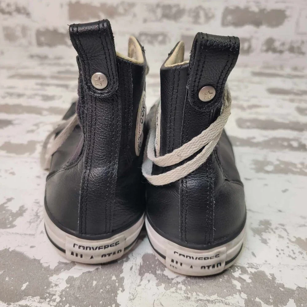 2488 Converse Chuck Taylors Black Leather Men's Size 9 - Picture 2 of 6